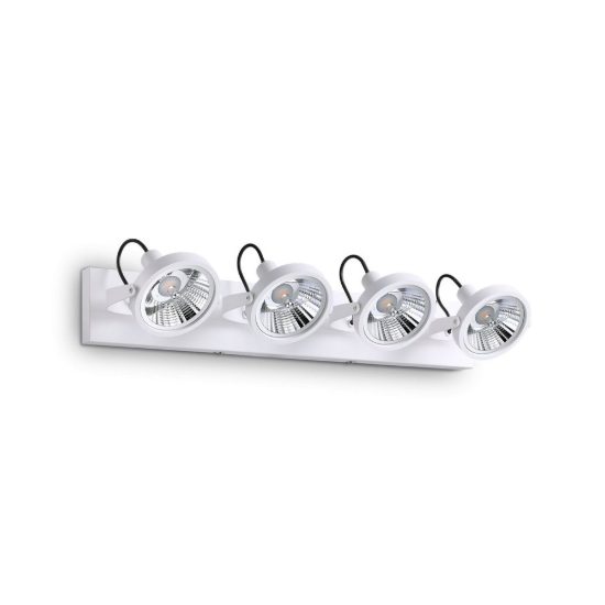 Ideal lux glim plafoniera con 4 faretti orientabili gu10 65,5cm per corridoio bianca