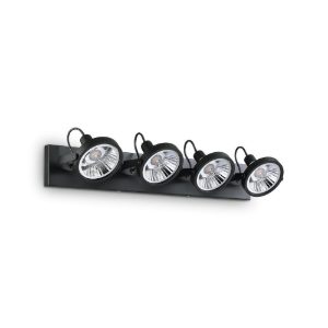 Ideal lux glim plafoniera con 4 faretti orientabili gu10 65,5cm per corridoio nera