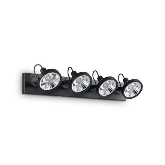 Ideal lux glim plafoniera con 4 faretti orientabili gu10 65,5cm per corridoio nera
