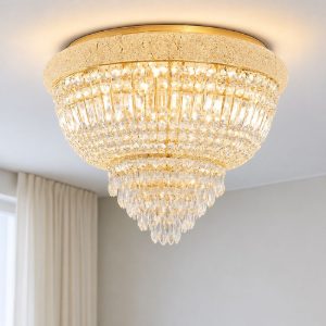 Dubai pl6 ideal lux plafoniera ottone cristalli 52cm