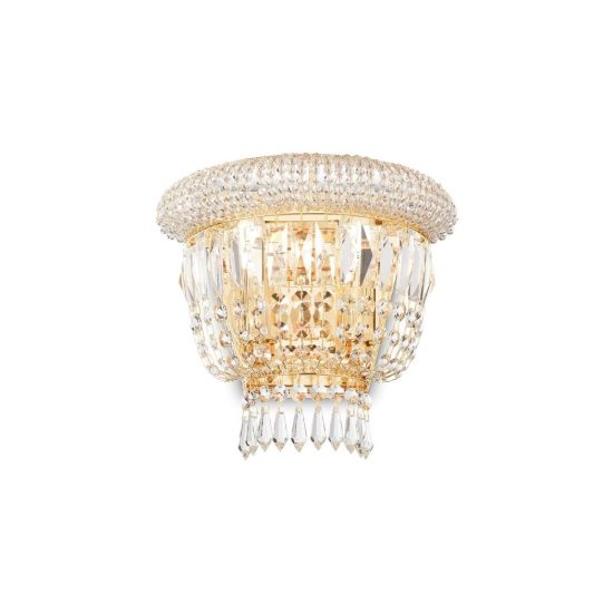 Ideal lux dubai applique con pendenti in cristallo 2 luci e14 25cm per soggiorno classica ottone