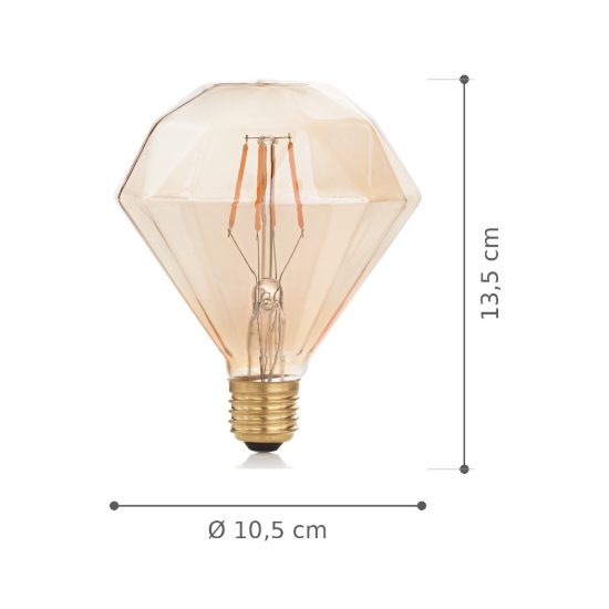 Ideal lux lampadina led e27 decorativa a diamante 4w 1800k ambra confezione 10 pezzi