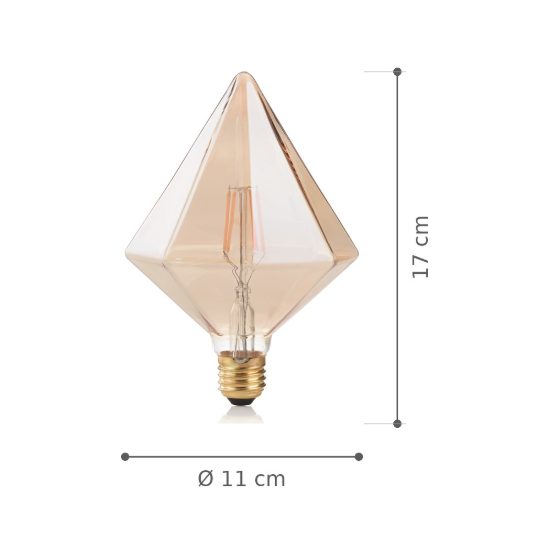 Ideal lux lampadina led e27 decorativa a piramide 4w 1800k ambra confezione 10 pezzi