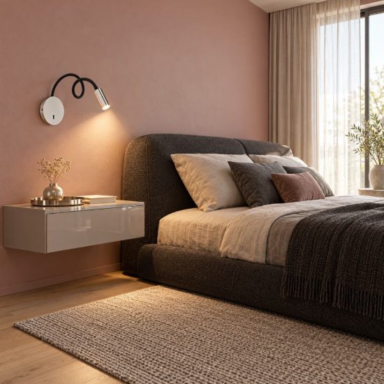 Ideal lux focus-2 applique con faretto a braccio flessibile led 3,5w 3000k per camera da letto cromo