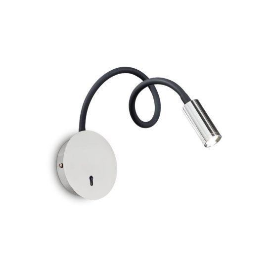 Ideal lux focus-2 applique con faretto a braccio flessibile led 3,5w 3000k per camera da letto cromo