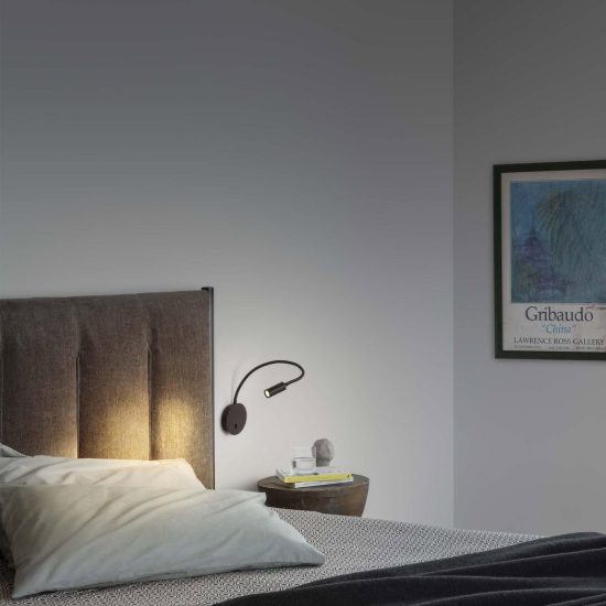 Ideal lux focus-2 applique con faretto a braccio flessibile led 3,5w 3000k per camera da letto cromo