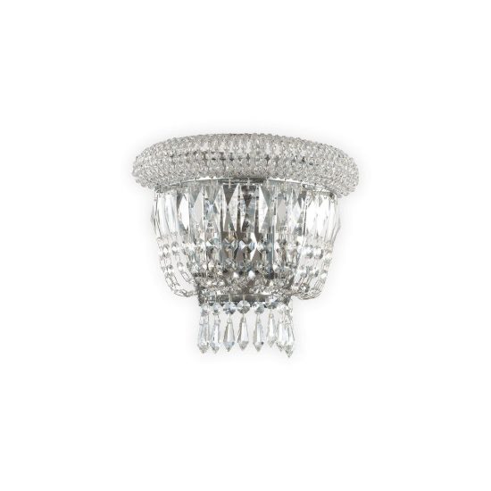 Ideal lux dubai applique con pendenti in cristallo 2 luci e14 25cm per soggiorno classica cromata