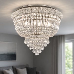Plafoniera contemporanea ideal lux dubai pl6 cromo cristalli