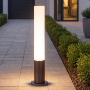 Edo outdoor pt1 round lampione per esterno giardino tubolare ip65 marrone ideal lux