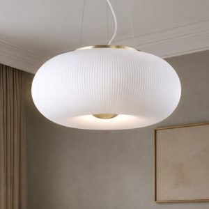 Ideal lux arizona sp5 lampadario per camera da letto vetro bianco rigato