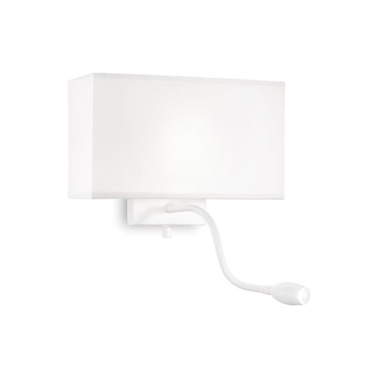 Ideal lux hotel applique con paralume e faretto led 1,5w per comodino moderna bianca