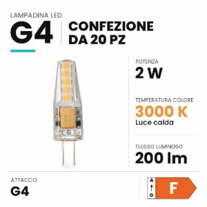 Ideal lux lampadina led g4 a capsula 2w 3000k trasparente confezione 20 pezzi