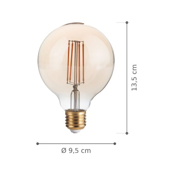 Ideal lux lampadina led e27 a globo 9,5cm 4w 2200k dimmerabile ambra confezione 10 pezzi
