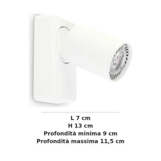 Ideal lux rudy applique con faretto orientabile gu10 led 7w moderna bianca