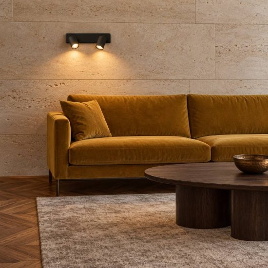 Ideal lux rudy applique lineare con 2 faretti orientabili gu10 led 7w moderna nera