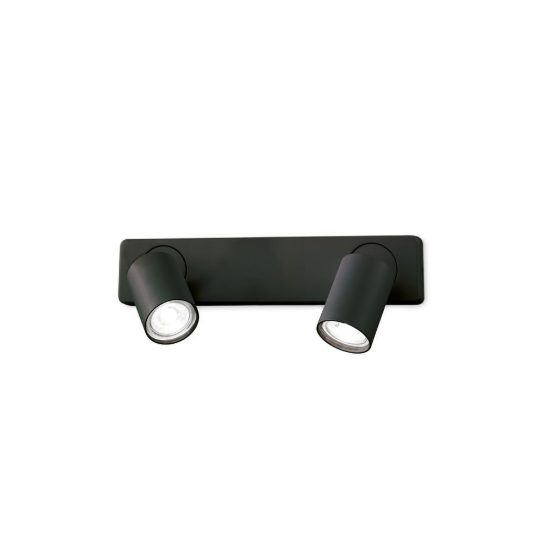 Ideal lux rudy applique lineare con 2 faretti orientabili gu10 led 7w moderna nera