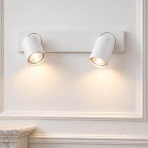 Ideal lux rudy applique lineare con 2 faretti orientabili gu10 led 7w moderna bianca