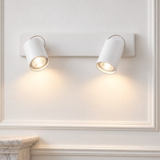 Ideal lux rudy applique lineare con 2 faretti orientabili gu10 led 7w moderna bianca