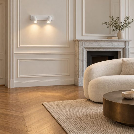 Ideal lux rudy applique lineare con 2 faretti orientabili gu10 led 7w moderna bianca