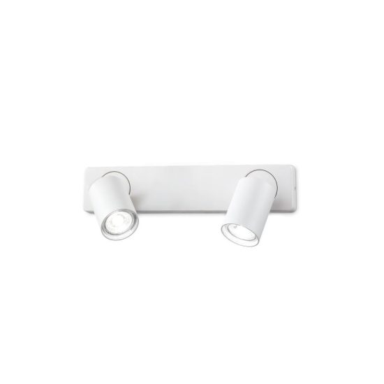 Ideal lux rudy applique lineare con 2 faretti orientabili gu10 led 7w moderna bianca