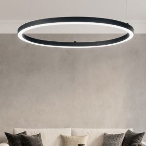 Lampadario particolare moderno ideal lux oracle slim nero sp d090 round led 53w 3000k