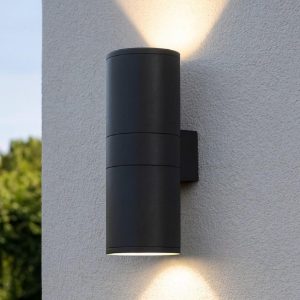 Gun ap2 big applique da esterno per veranda cilindro antracite luce sopra sotto ideal lux