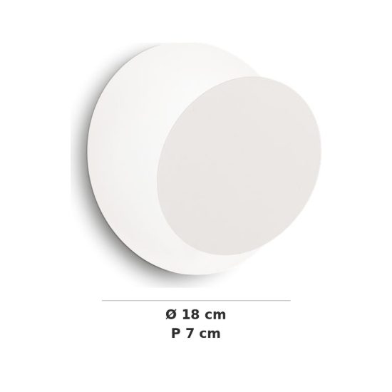 Ideal lux tick applique rotonda led 7,5w 3000k diffusore inclinabile 18 cm moderna bianca