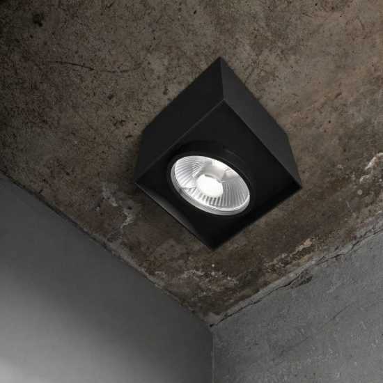 Ideal lux mood faretto da soffitto orientabile squadrato gu10 led 7w 3000k per corridoio nero