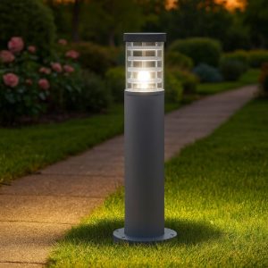Tronco pt1 h40 lampione da giardino per vialetto grigio ideal lux ip65 grigio 40cm per esterni