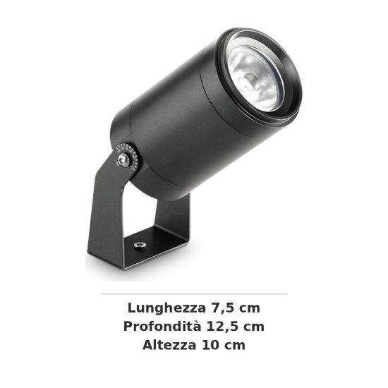 Ideal lux starlight faretto da esterno prato led 10w 3000k 7,5cm cilindrico moderno grigio