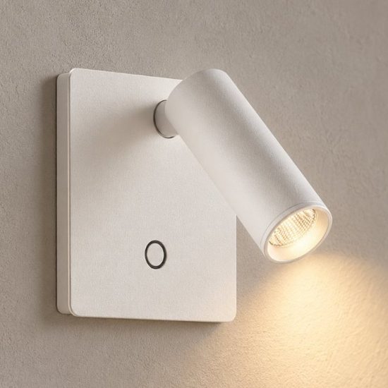 Ideal lux lite applique con faretto orientabile led 3w 3000k quadrata per comodino moderna bianca