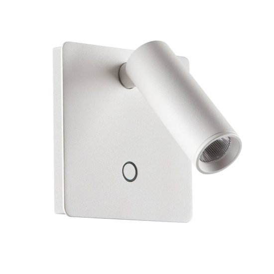 Ideal lux lite applique con faretto orientabile led 3w 3000k quadrata per comodino moderna bianca