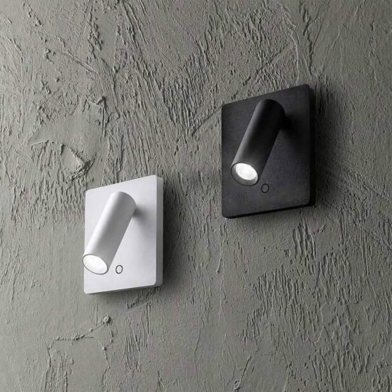 Ideal lux lite applique con faretto orientabile led 3w 3000k quadrata per comodino moderna bianca