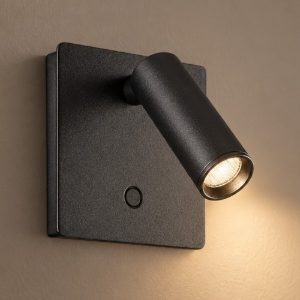 Ideal lux lite applique con faretto orientabile led 3w 3000k quadrata per comodino moderna nera