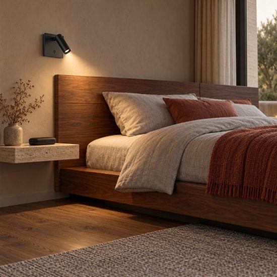 Ideal lux lite applique con faretto orientabile led 3w 3000k quadrata per comodino moderna nera