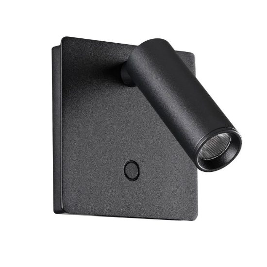 Ideal lux lite applique con faretto orientabile led 3w 3000k quadrata per comodino moderna nera