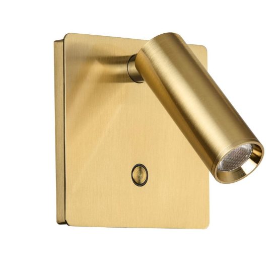 Ideal lux lite applique con faretto orientabile led 3w 3000k quadrata per comodino moderna ottone