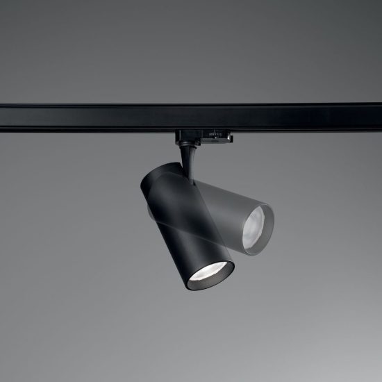 Ideal lux fox faretto per binario trifase orientabile led 25w 3000k cilindrico nero
