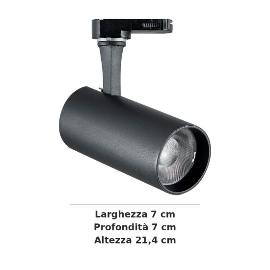 Ideal lux fox faretto per binario trifase orientabile led 25w 3000k cilindrico nero