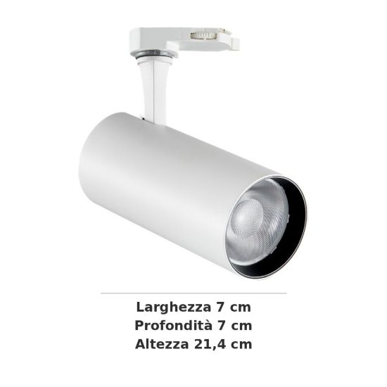 Ideal lux fox faretto per binario trifase orientabile led 25w 3000k cilindrico bianco