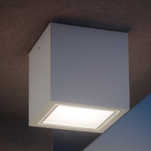 Techo pl1 big faretto da esterno ip54 cubo bianco per soffitto
