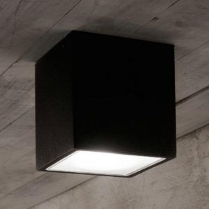 Techo pl1 big faretto da esterno ip54 ideal lux cubo nero