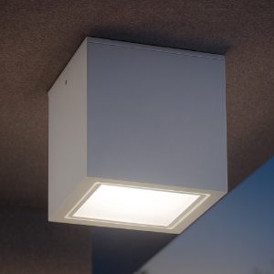Ideal lux techo pl1 small faretto a soffitto per esterno cubo bianco