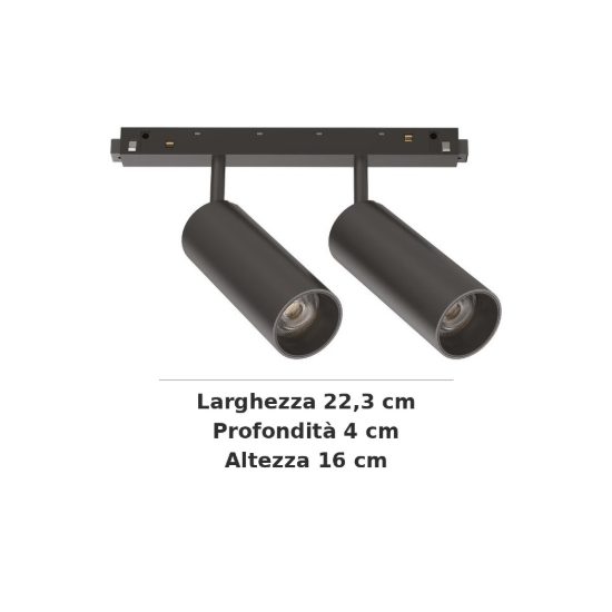 Ideal lux ego faretto doppio per binario 48v orientabile led 24w 3000k nero