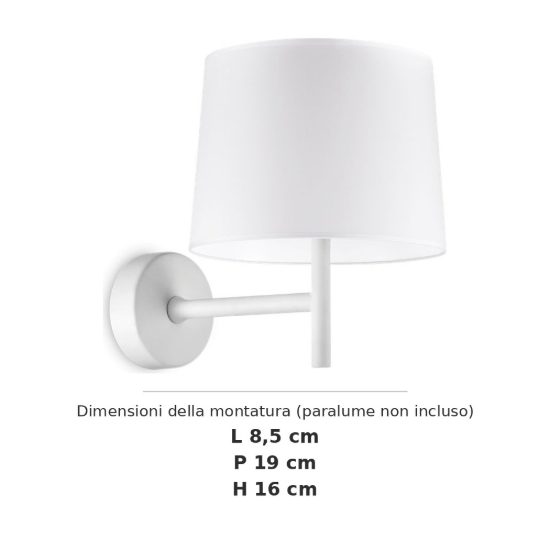 Ideal lux set up montatura per applique e27 19cm bianca senza paralume