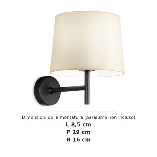 Ideal lux set up montatura per applique e27 19cm nera senza paralume