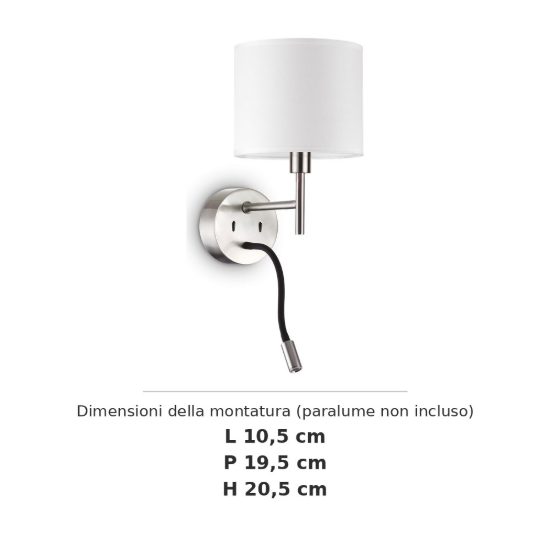 Ideal lux set up montatura per applique e27 con faretto led 3w 3000k 20,5cm nichel senza paralume
