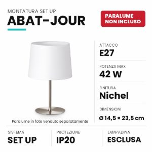Ideal lux set up montatura per abat-jour e27 23,5cm nichel senza paralume