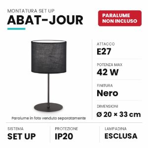 Ideal lux set up montatura per abat-jour e27 33cm nera senza paralume