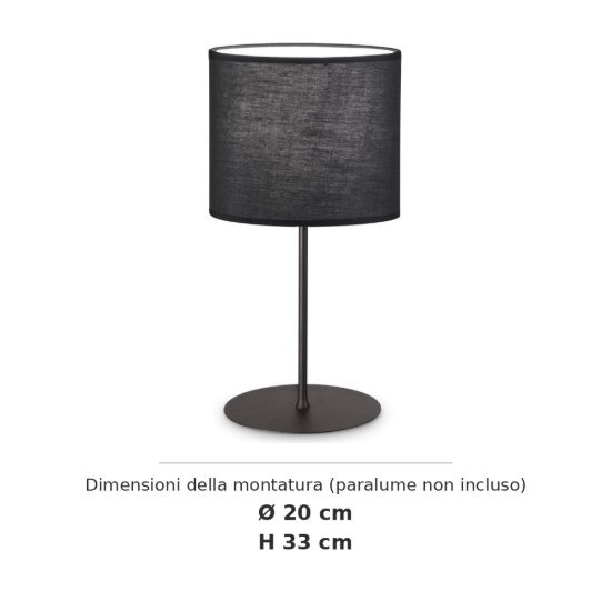 Ideal lux set up montatura per abat-jour e27 33cm nera senza paralume